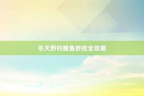 冬天野钓鲤鱼妙技全攻略